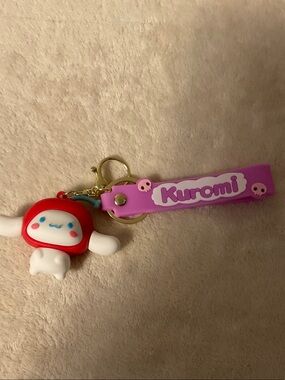 Kuromi Kids Silicone Keychain Charm in Purple and Red